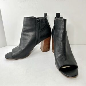 Cole Haan Chandra Open Toe Side Zipper Black Heel Ankle Boots Booties Size 10